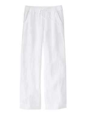 L.L.Bean White Women's Premium Washable Linen Pull-On Pants - 16 Reg